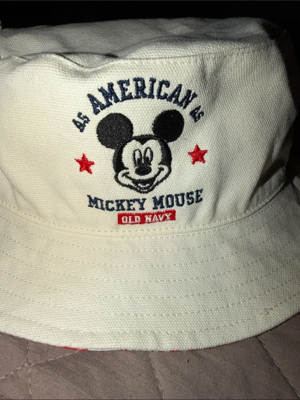 Old Navy Cream Mickey Mouse Embroidered Kids Bucket Hat